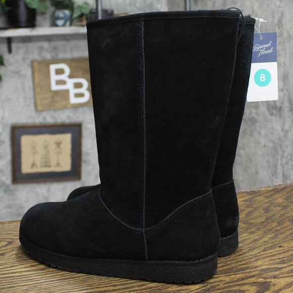 Universal Thread Womens Sarah Suede Shearling Winter Boots 91467407 Black 8M - Picture 3 of 10